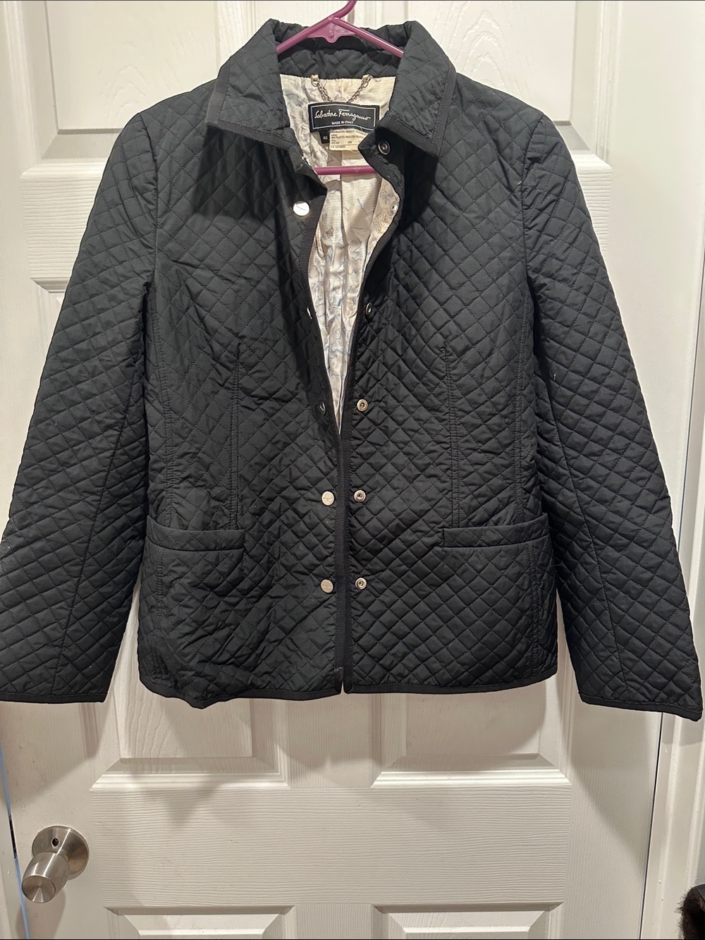 Salvatore Ferragamo Black Quilted Utility Jacket